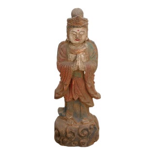 Small Serene Carved Praying Buddha For Sale