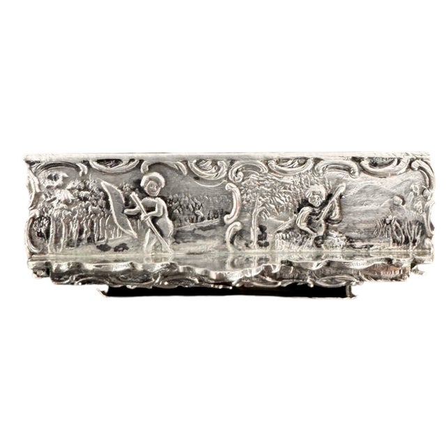 Late 19th Century The 1887 Hooikaas Silver Bureau: An Architectural Miniature in Repoussé For Sale - Image 5 of 17