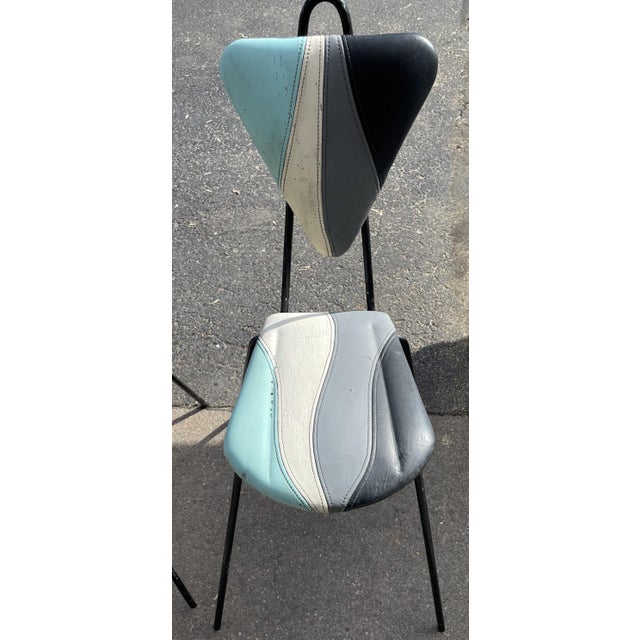 Unique postmodern vintage dining chairs, set of 4. Very cool and easily stackable - perfect for a NYC loft. Some rips in...