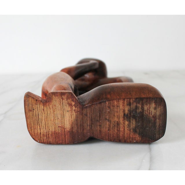 Mid-Century Abstract Modern Hand-Carved Thinking Figural Sculpture For Sale - Image 10 of 10