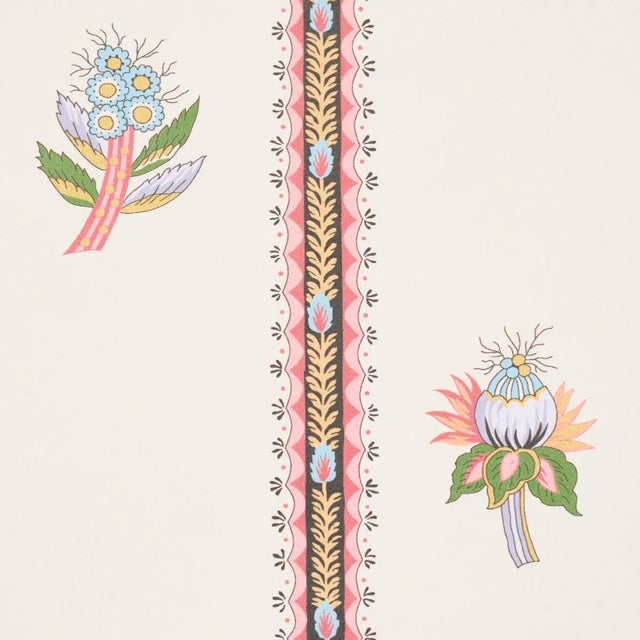 Contemporary Schumacher Les Fleurs Exotiques Wallpaper In Antique Rose For Sale - Image 3 of 5
