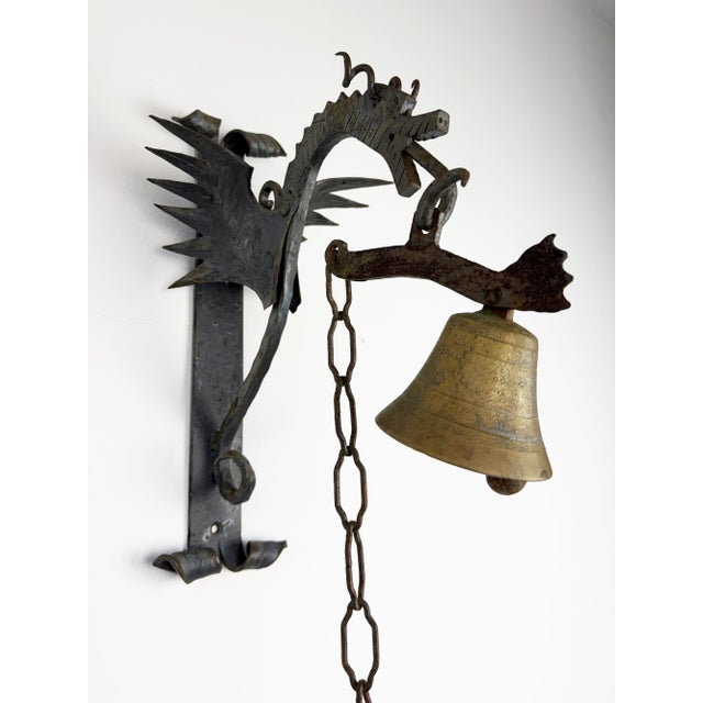 Vintage Gothic Style Wrought Iron Wall-Mounted Dragon Doorbell, 1950s For Sale - Image 9 of 15