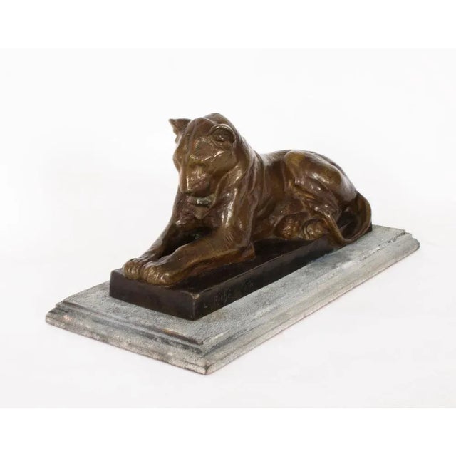 Louis Riche, Antique Sculpture of Lioness, Early 20th Century, Bronze For Sale - Image 4 of 12