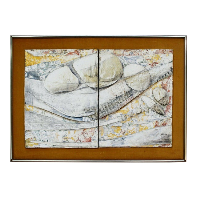 Mid Century Modern Framed Abstract Acrylic Impasto Painting By L Biro Chairish