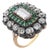 19th Century Victorian Gia 1.77 Carat Diamond Emerald 14k Yellow Gold and Silver Cluster Ring, Size 6.75 For Sale