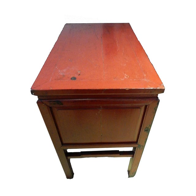 Vintage Chinoiserie Red Lacquer Console Table For Sale - Image 4 of 7