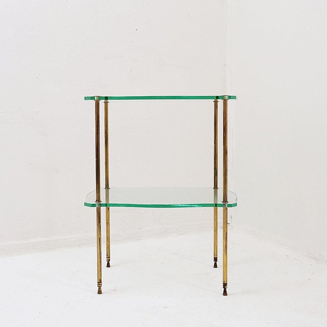 Mid-Century Modern Brass Side Table with Double Glass Top in the style of Maison Jansen, 1940 For Sale - Image 3 of 16