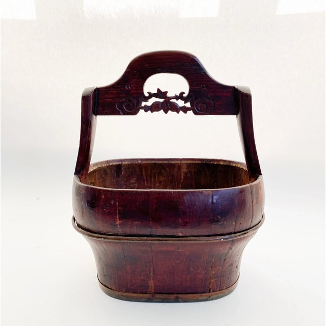 Antique 1910s Chinese Wood Water Bucket For Sale - Image 10 of 10