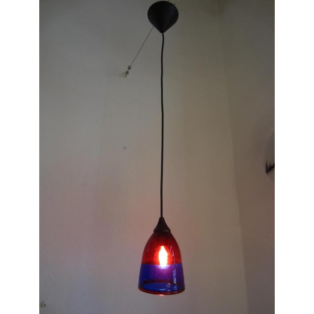 Small Murano Glass Hanging Lamp in Blue Red, 1990s For Sale - Image 6 of 8