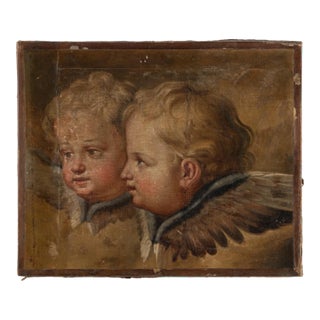 Original Oil on Canvas Painting of Two Putti Cherubs, Denmark Circa 1840-60 For Sale