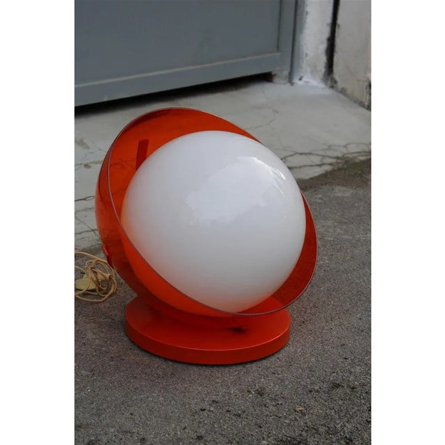 Plastic Pop Art Orange White Ball Table Lamp from Guzzini, 1960s For Sale - Image 7 of 10