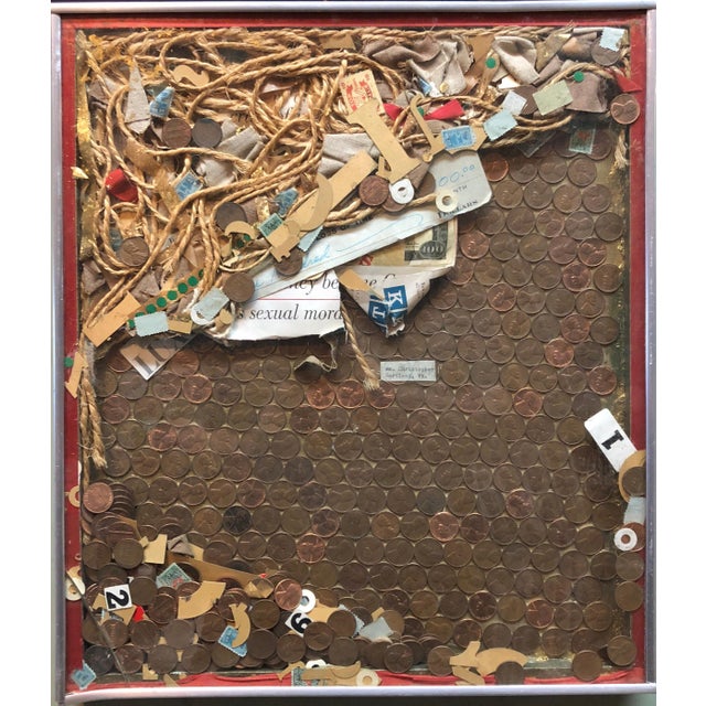 William R. Christopher, Assemblage Collage Painting/Sculpture with Pennies and Scrap Civil Rights Artist, 1963 For Sale