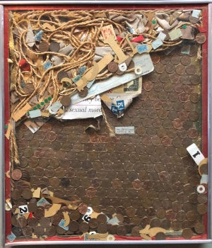 William R. Christopher, Assemblage Collage Painting/Sculpture with Pennies and Scrap Civil Rights Artist, 1963