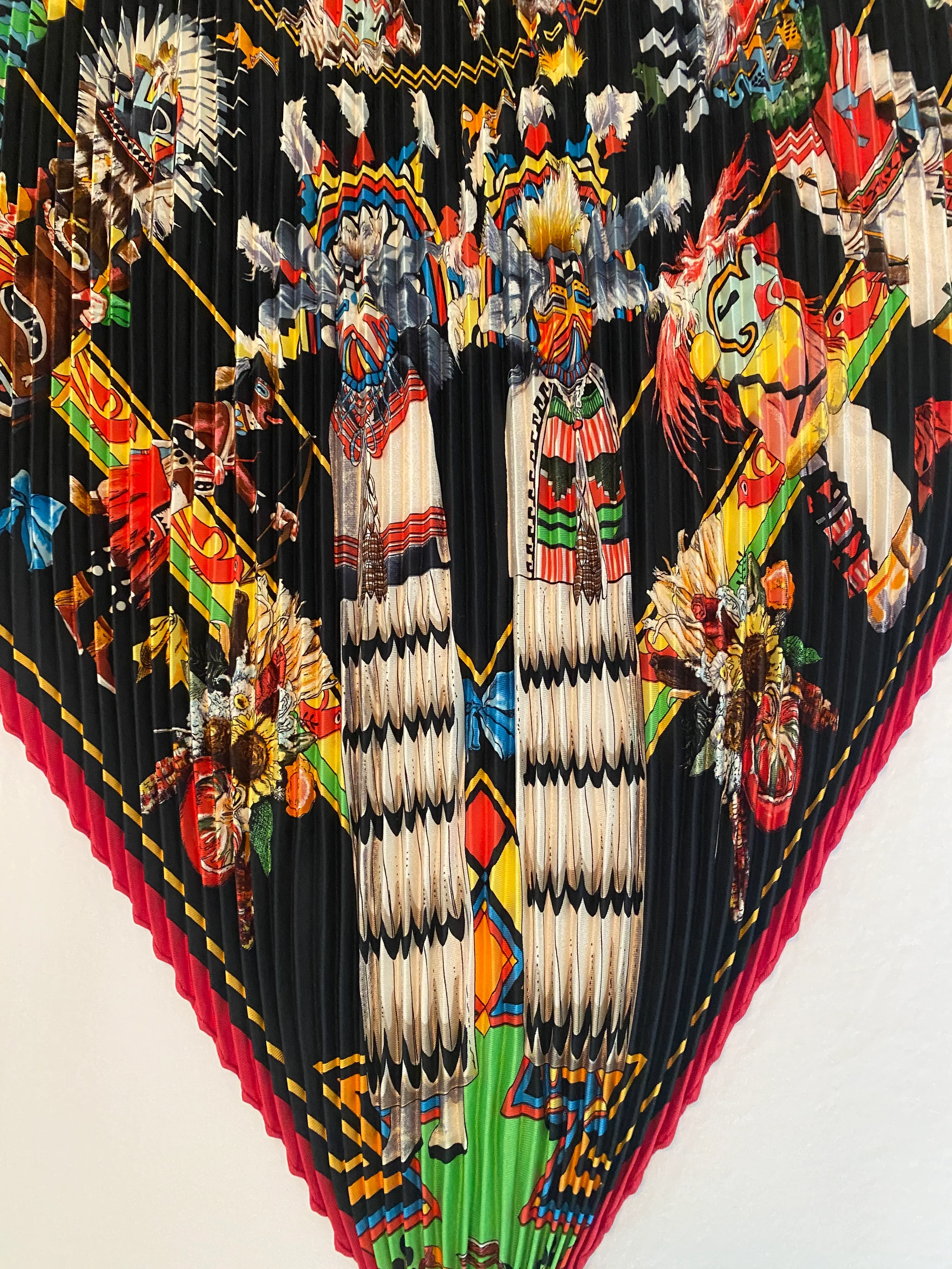 Late 20th Century Hermes Plisse Silk Scarf by Kermit Oliver