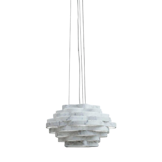 Nest LN2 Decorative Hanging Lamp in White Carrara Marble by Bufalini Marmi For Sale