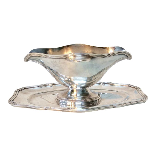 20th Century French Hotel Silver Silverplate Sauce Boat For Sale