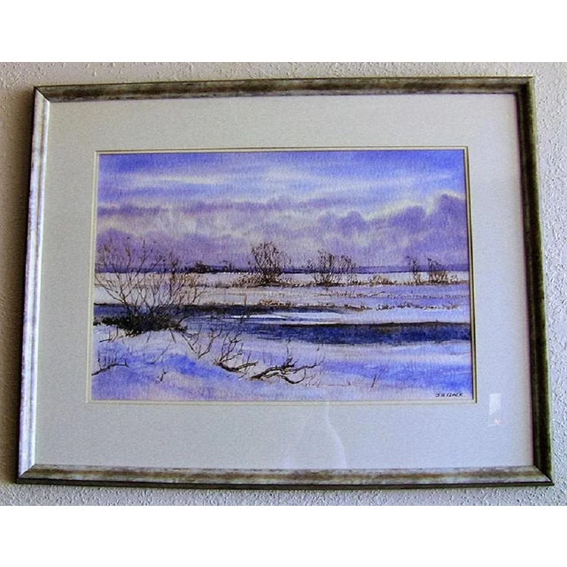 Irish Watercolor by Rev Jh Flack of Winter on ‘The Bog of Allen’ For Sale - Image 9 of 9
