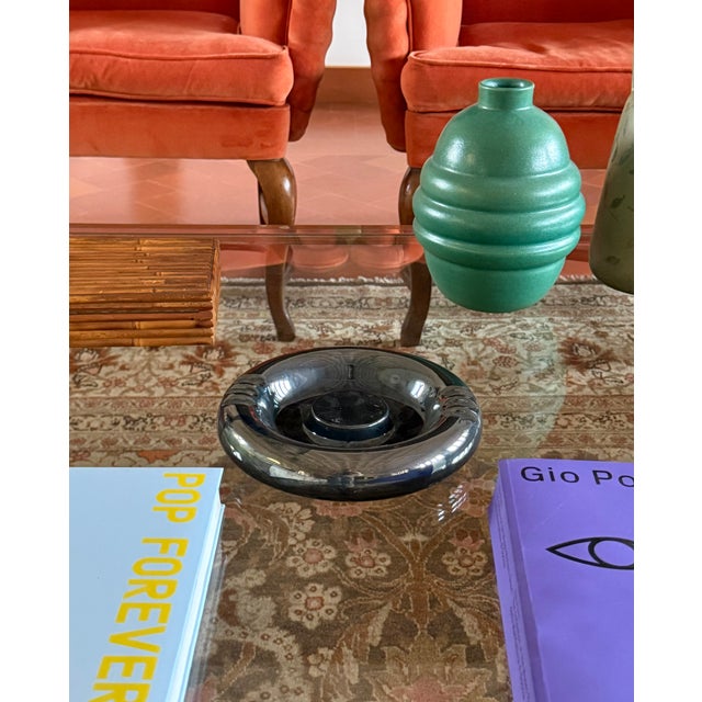 Space Age Blue Iridescent Ceramic Ashtray / Vide Poche, Italy 1970s For Sale - Image 9 of 13