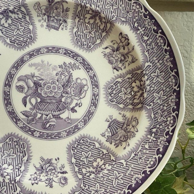 Vintage 1990s Spode Archive Collection “Filigree” Lavender Transferware Plate 9 1/4in For Sale - Image 6 of 10