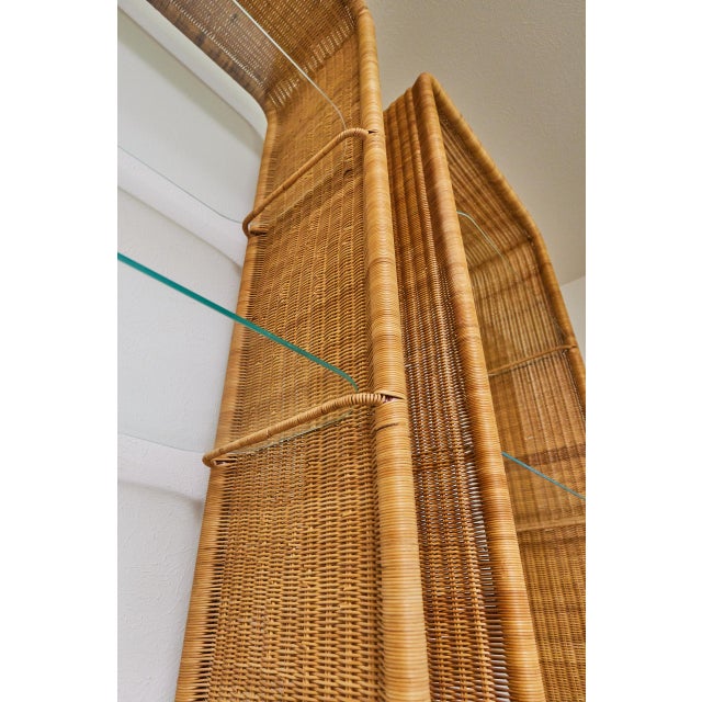 1960's French Rattan and Glass Shelf in the Manner of Louis Sognot For Sale - Image 16 of 17