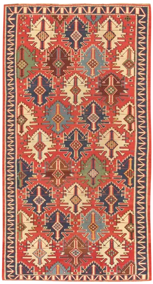 Antique Kilim Rust/Ivory Rug, 6' 3" X 11' 3"