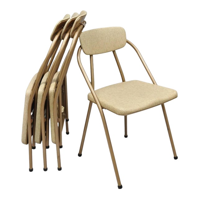 Vintage Hamilton Cosco Stylaire Mid Century Modern Folding Chairs - Set of 4 For Sale