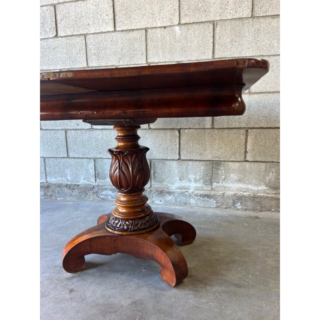 19th Century American Empire Figured Mahogany Folding Console Table / Game Table For Sale In Los Angeles - Image 6 of 12