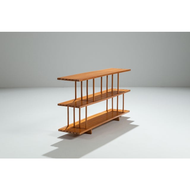 Mid-Century Modern Three Tier Wooden Shelving Unit, 1970s For Sale - Image 4 of 13