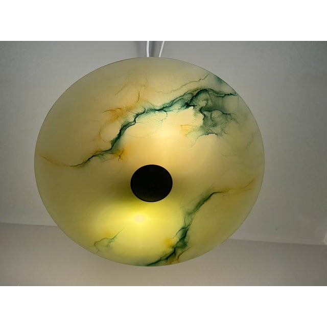 Art Deco Pendant Lamp with Marbled Glass Shade, 1930s For Sale - Image 11 of 11