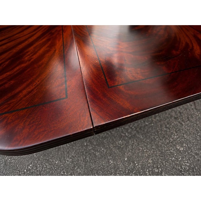1940s Vintage Regency Style Flame Mahogany Double Pedestal Dining Table For Sale - Image 5 of 5