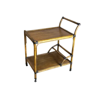 Bottberry Tank for Liqueurs in Bamboo Cane with Light Walnut Wood Tops, 1950s