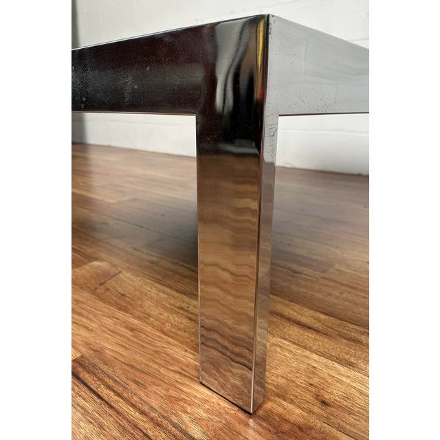 Chrome 1970s Chrome & White Modern Marble Coffee Table Attributed to the Pace Collection For Sale - Image 8 of 12