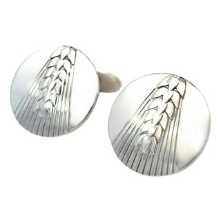 1990s Pair of Georg Jensen Estate Cufflinks Sterling Silver 18 Grams For Sale