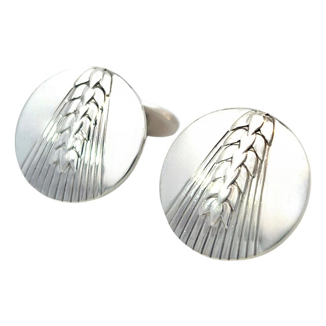 1990s Pair of Georg Jensen Estate Cufflinks Sterling Silver 18 Grams For Sale