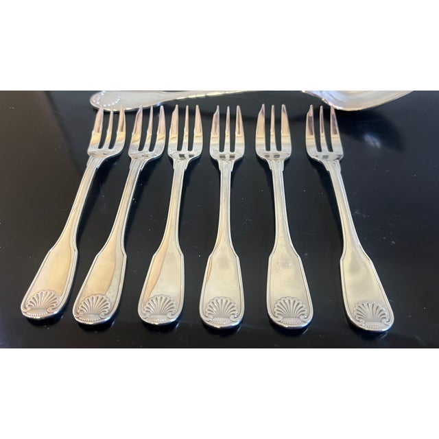 Christofle Silver Plated Vendome Pattern Flatware Dessert Set of 8 For Sale - Image 12 of 15