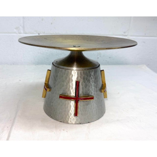 Religious Antique Enameled Bronze Christian Catholic Liturgical Vessel Altar Receiver Bowl For Sale - Image 3 of 9