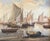 Sailing Boats in Harbor, Oil on Canvas, Mid-20th Century. In a nice wooden gesso gilded frame, 70 x 61 cm. Signed.