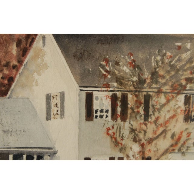 Vintage 20th C. New England House in Autumn Original Watercolor, Signed For Sale In Philadelphia - Image 6 of 13