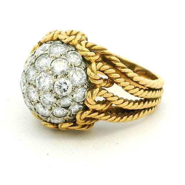 Hammerman Brothers 18k Gold Diamond Bombé Cocktail Ring For Sale - Image 9 of 16