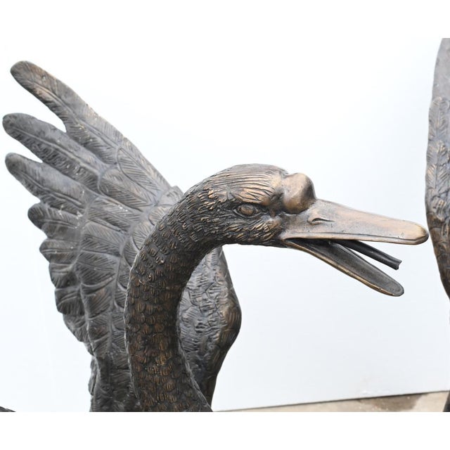 Metal Large Swan Statue in Bronze For Sale - Image 7 of 12