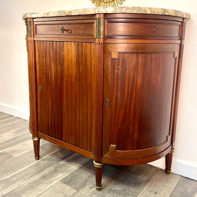 French Mahogany Marble Top Reeded Sideboard 19th C | Chairish