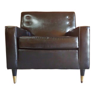 Mid Century Modern Black Naugahyde Kroehler Lounge Chair For Sale