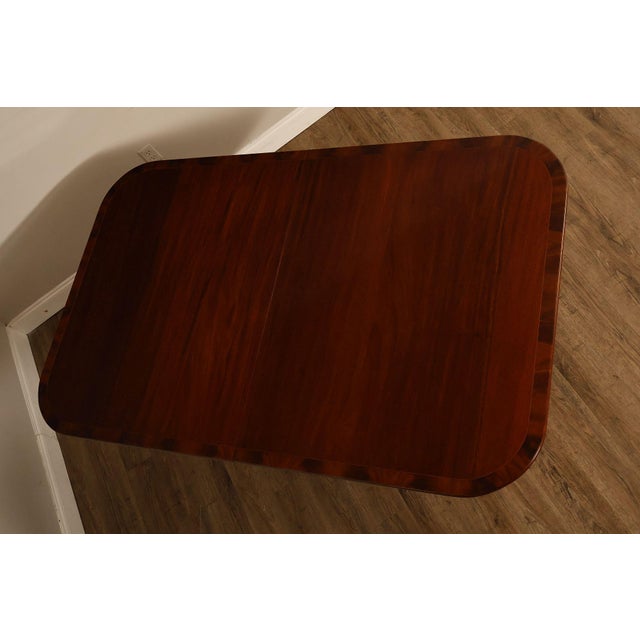 Regency Style Banded Mahogany Double Pedestal Dining Table With 2 Leaves For Sale - Image 9 of 18