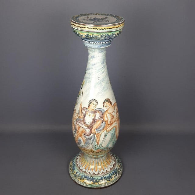 Large Column with Albissola Majolica Vase from Emmebi, 1960, Set of 2 For Sale - Image 4 of 17