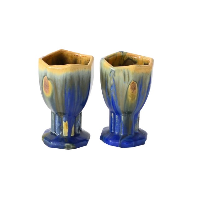 Small Drip Glaze Vases from Faiencerie Thulin, Set of 2 For Sale