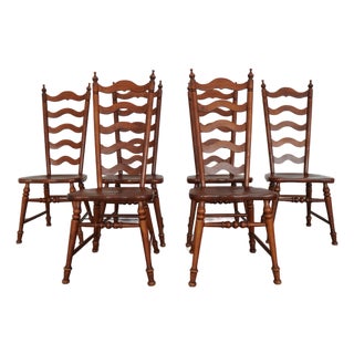 Vintage Tell City Early American Ladderback Dining Chairs (Set of 6) For Sale