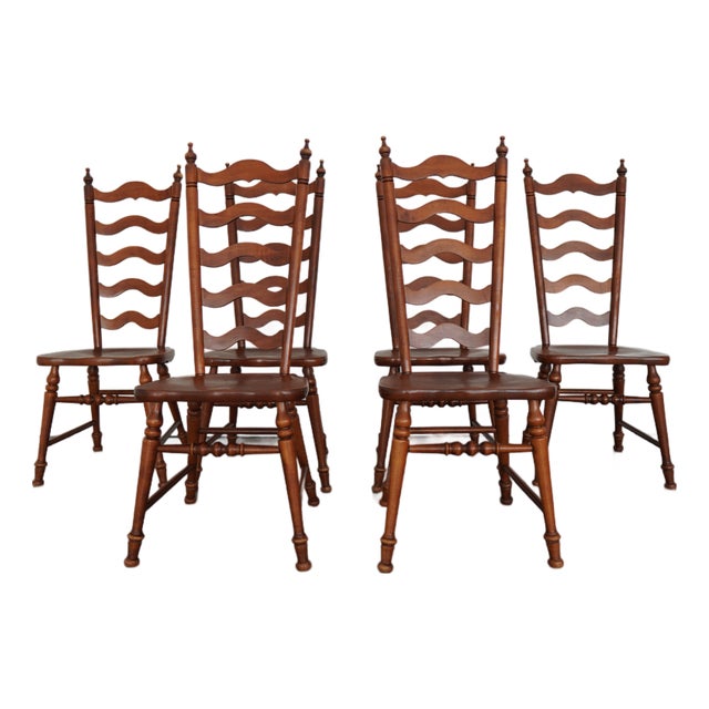 Vintage Tell City Early American Ladderback Dining Chairs (Set of 6) For Sale