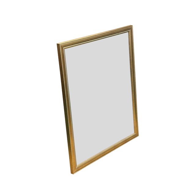Art Deco Vintage Copper Gold Paint Rectangular Wood Framed Mirror For Sale - Image 3 of 6