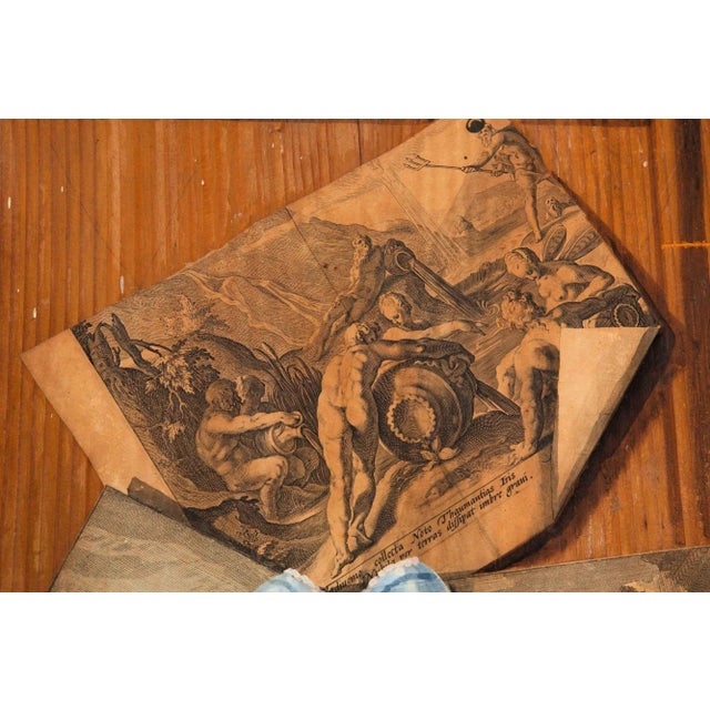 Pair of French Worn Pine Decoupage & Trompe l'Oeil Doors For Sale - Image 4 of 18