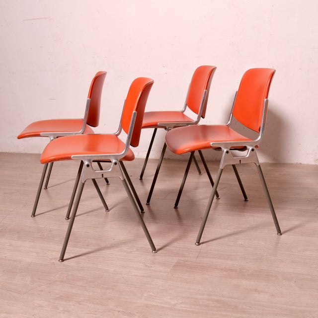 DSC 106 Chairs in Leather by Giancarco Pierretti for Jec Castelli, 1970s, Set of 4 For Sale - Image 18 of 18